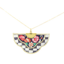 Load image into Gallery viewer, Chinese folk fan style cloth necklace - Black
