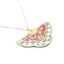 Load image into Gallery viewer, Chinese folk fan style cloth necklace - Grey