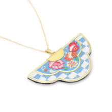 Load image into Gallery viewer, Chinese folk fan style cloth necklace - Blue