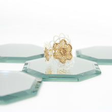 Load image into Gallery viewer, White lace and gold floral ring