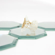 Load image into Gallery viewer, White lace and gold floral ring