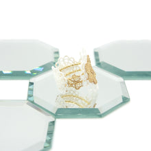 Load image into Gallery viewer, White lace and gold floral ring