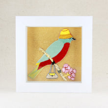 Load image into Gallery viewer, Framed bird with bag embroidery decor