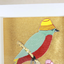 Load image into Gallery viewer, Framed bird with bag embroidery decor
