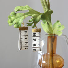 Load image into Gallery viewer, Measuring tape drop earrings