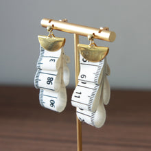 Load image into Gallery viewer, Measuring tape fabric folded earrings