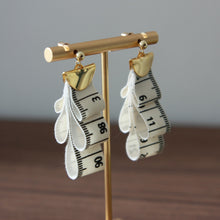 Load image into Gallery viewer, Measuring tape fabric folded earrings