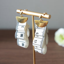Load image into Gallery viewer, Measuring tape fabric folded earrings