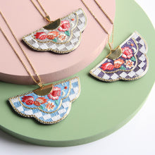 Load image into Gallery viewer, Chinese folk fan style cloth necklace - Black