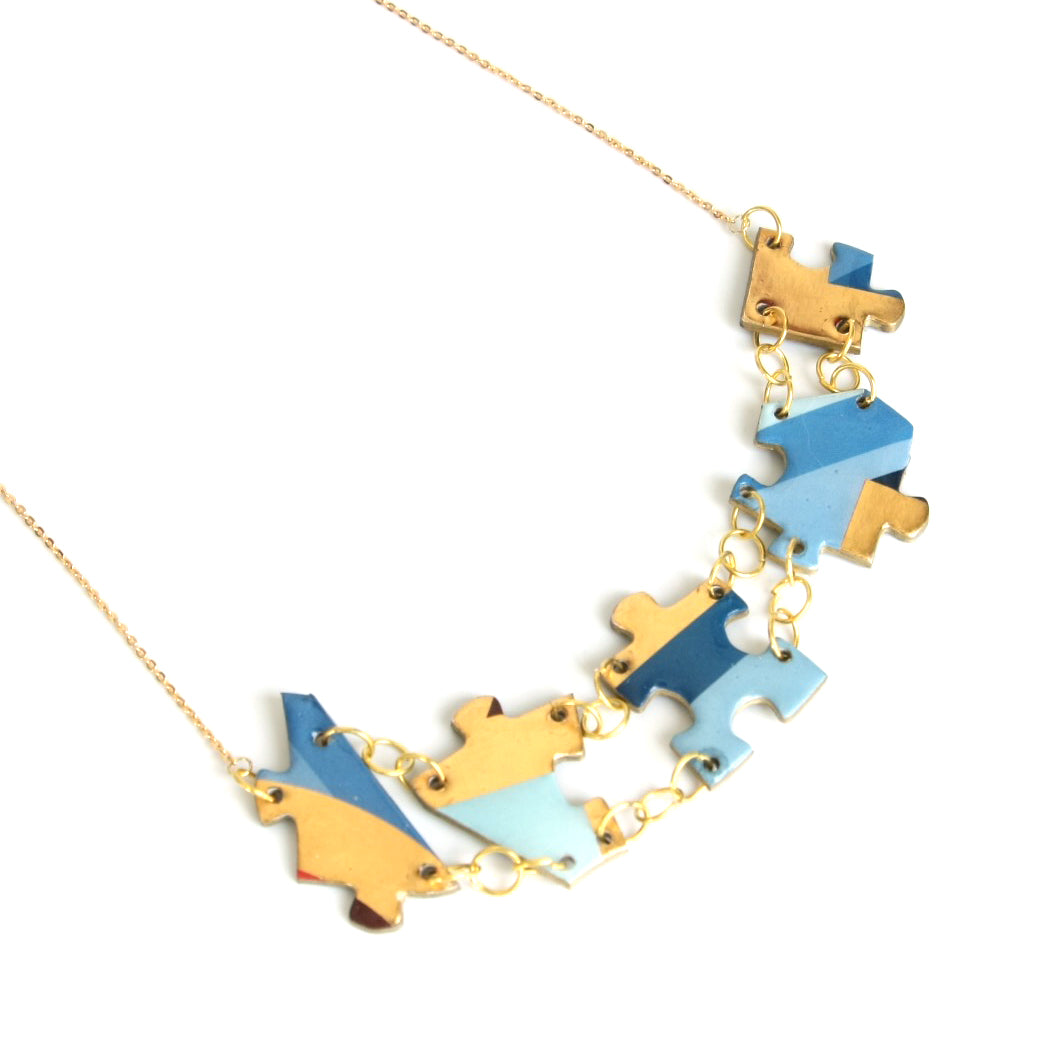 Azure puzzel necklaces