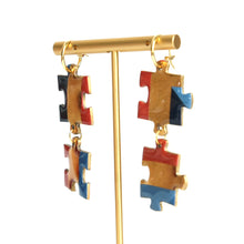 Load image into Gallery viewer, Double Cerulean puzzle earrings
