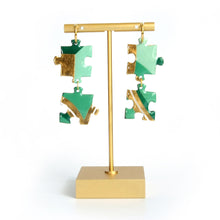 Load image into Gallery viewer, Double Jade puzzle earrings
