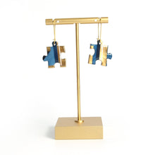 Load image into Gallery viewer, Azure puzzle drop earrings
