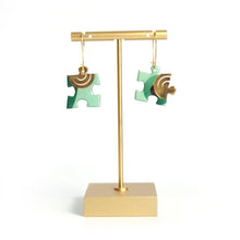 Load image into Gallery viewer, Fern puzzle drop earrings
