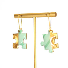 Load image into Gallery viewer, Mint puzzle drop earrings
