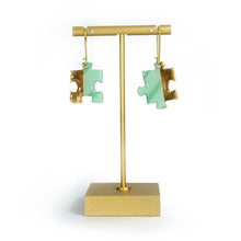 Load image into Gallery viewer, Mint puzzle drop earrings
