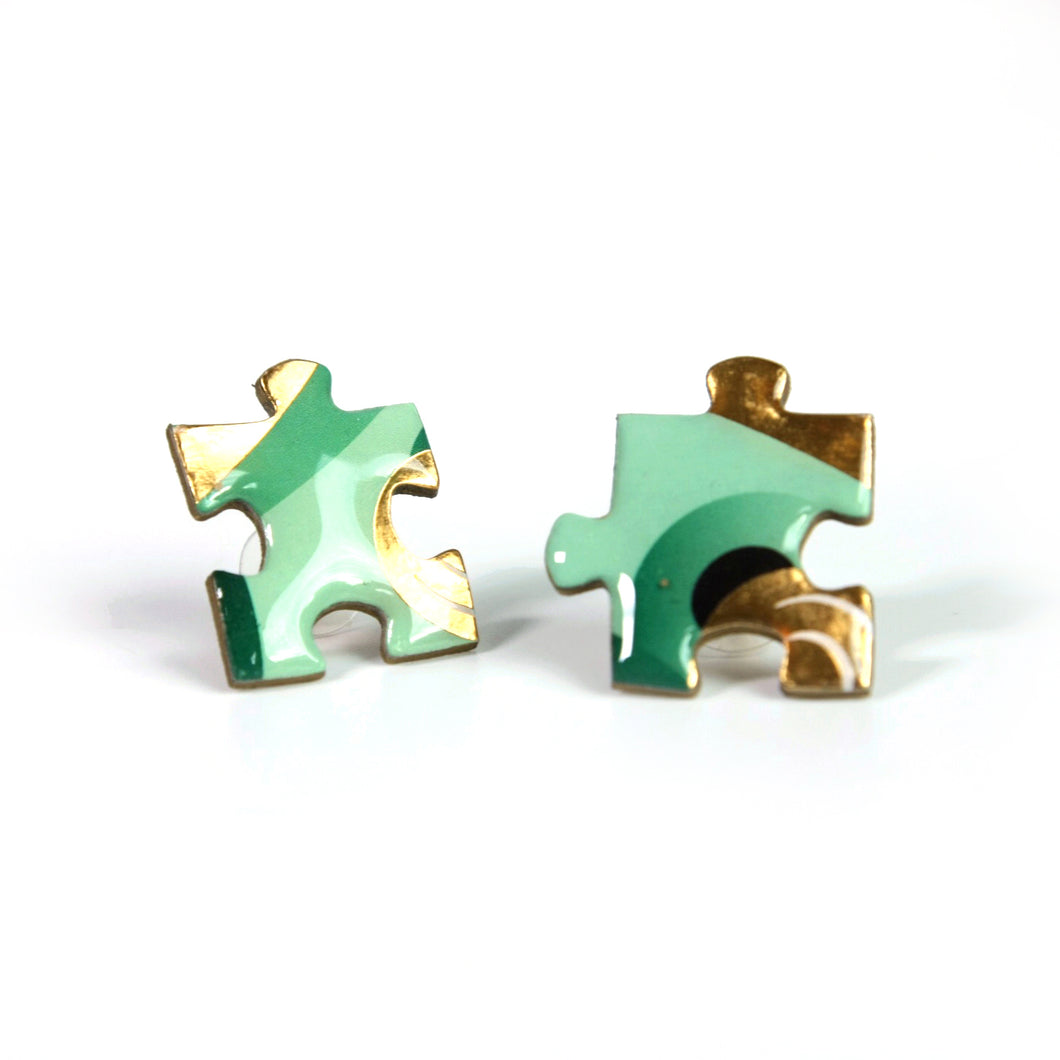 Fern puzzle stud earrings