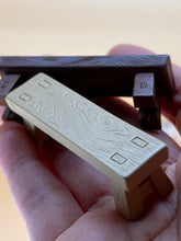 Load image into Gallery viewer, Square table &amp; bench: Miniature, Dollhouse Furniture, Tiny Décor
