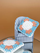 Load image into Gallery viewer, Mini crochet cushion, fabric cushion,  miniatures pillow - Blue
