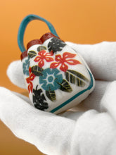 Load image into Gallery viewer, Dollhouse flora print handbag, miniature accessories, tiny vintage buckle bag
