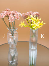 Load image into Gallery viewer, Glass vase with pink &amp; pink yellow flowers Set of 2
