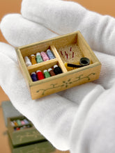 Load image into Gallery viewer, Sewing box, Mini threads , sewing box, miniature sewing box - wood color
