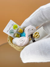 Load image into Gallery viewer, Dollhouse knitting basket, Miniature sewing textile kit
