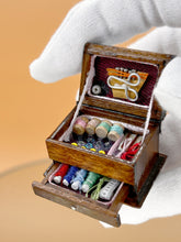 Load image into Gallery viewer, Sewing box with drawer, Mini threads , sewing box, miniature sewing box

