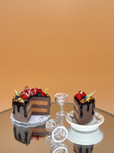 Load image into Gallery viewer, Chocolate cake black forest set: Miniature Cake Set: Dollhouse Food, Tiny Chocolate Mint Cakes
