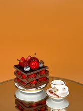 Load image into Gallery viewer, Chocolate layer strawberry cake set, Miniature Cake, Dollhouse Food, Tiny Toy Dessert
