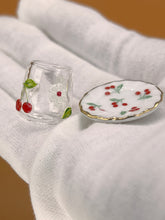 Load image into Gallery viewer, Dollhouse glassware, Miniature cherry glasses &amp; plates, Mini kitchenware
