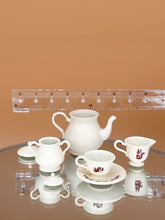 Load image into Gallery viewer, Dollhouse tea set, Miniature victorian style tea set, Tiny teapot, cup
