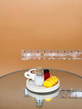 Load image into Gallery viewer, Tea set 1: Dollhouse food, tiny coffee, roll bread, mini jam, miniature toy food
