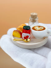 Load image into Gallery viewer, Tea set 1: Dollhouse food, tiny coffee, roll bread, mini jam, miniature toy food
