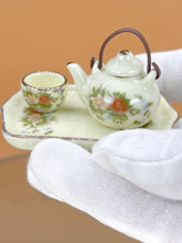 Load image into Gallery viewer, Dollhouse tea set, Tiny teapot, cup. Miniature Porcelain Tea Set - Floral
