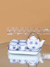 Load image into Gallery viewer, Dollhouse tea set, Tiny teapot, cup. Miniature Porcelain Tea Set
