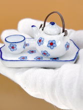 Load image into Gallery viewer, Dollhouse tea set, Tiny teapot, cup. Miniature Porcelain Tea Set
