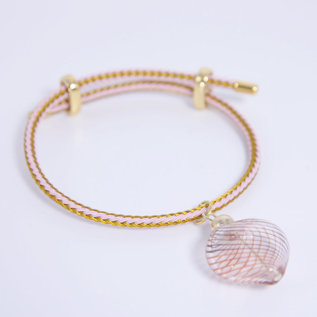 Heart String Bracelet - Gold and Pink