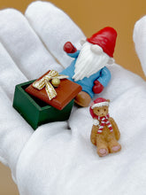 Load image into Gallery viewer, Dollhouse Christmas, Miniature Festive decor bear &amp; Santa
