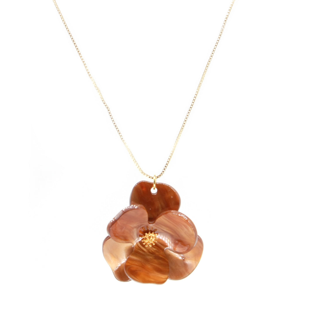 Russet brown floral necklace