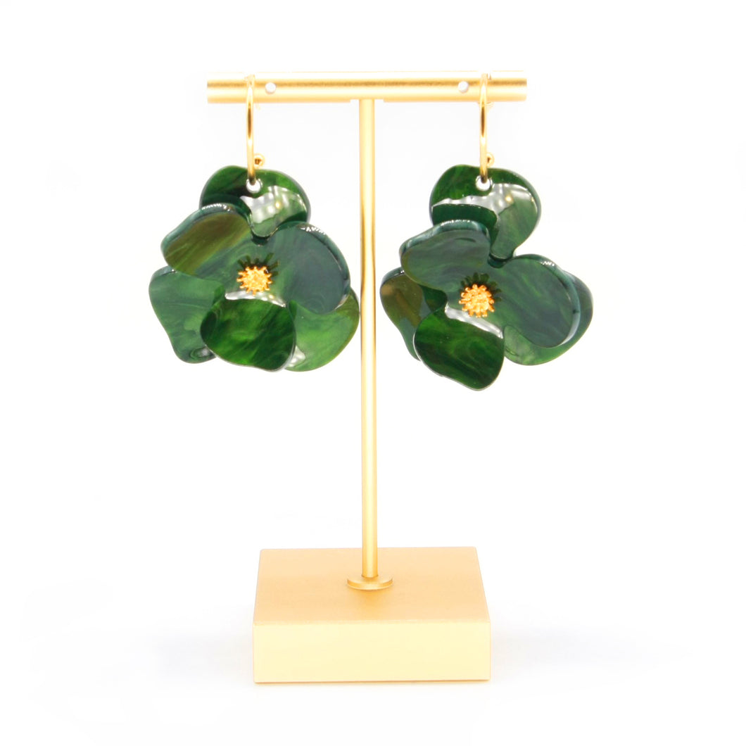 Emerald green floral earrings