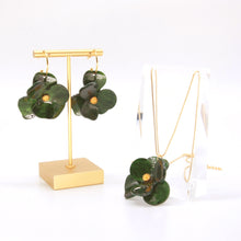 Load image into Gallery viewer, Emerald green floral earrings
