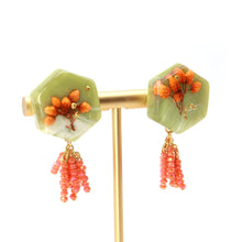 Load image into Gallery viewer, Emerald green marble stud earrings
