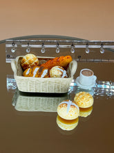 Load image into Gallery viewer, Basket Bread and coffee set: Miniature, Dollhouse Decoration
