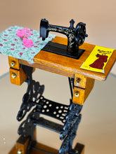 Load image into Gallery viewer, Dollhouse Miniature Sewing Machine: Vintage Style Table &amp; Accessories
