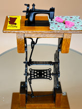 Load image into Gallery viewer, Dollhouse Miniature Sewing Machine: Vintage Style Table &amp; Accessories
