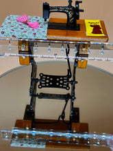 Load image into Gallery viewer, Dollhouse Miniature Sewing Machine: Vintage Style Table &amp; Accessories
