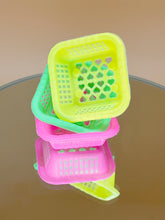 Load image into Gallery viewer, Square baskets set: Miniature Neon Plastic Baskets
