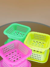 Load image into Gallery viewer, Square baskets set: Miniature Neon Plastic Baskets
