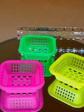 Load image into Gallery viewer, Square baskets set: Miniature Neon Plastic Baskets
